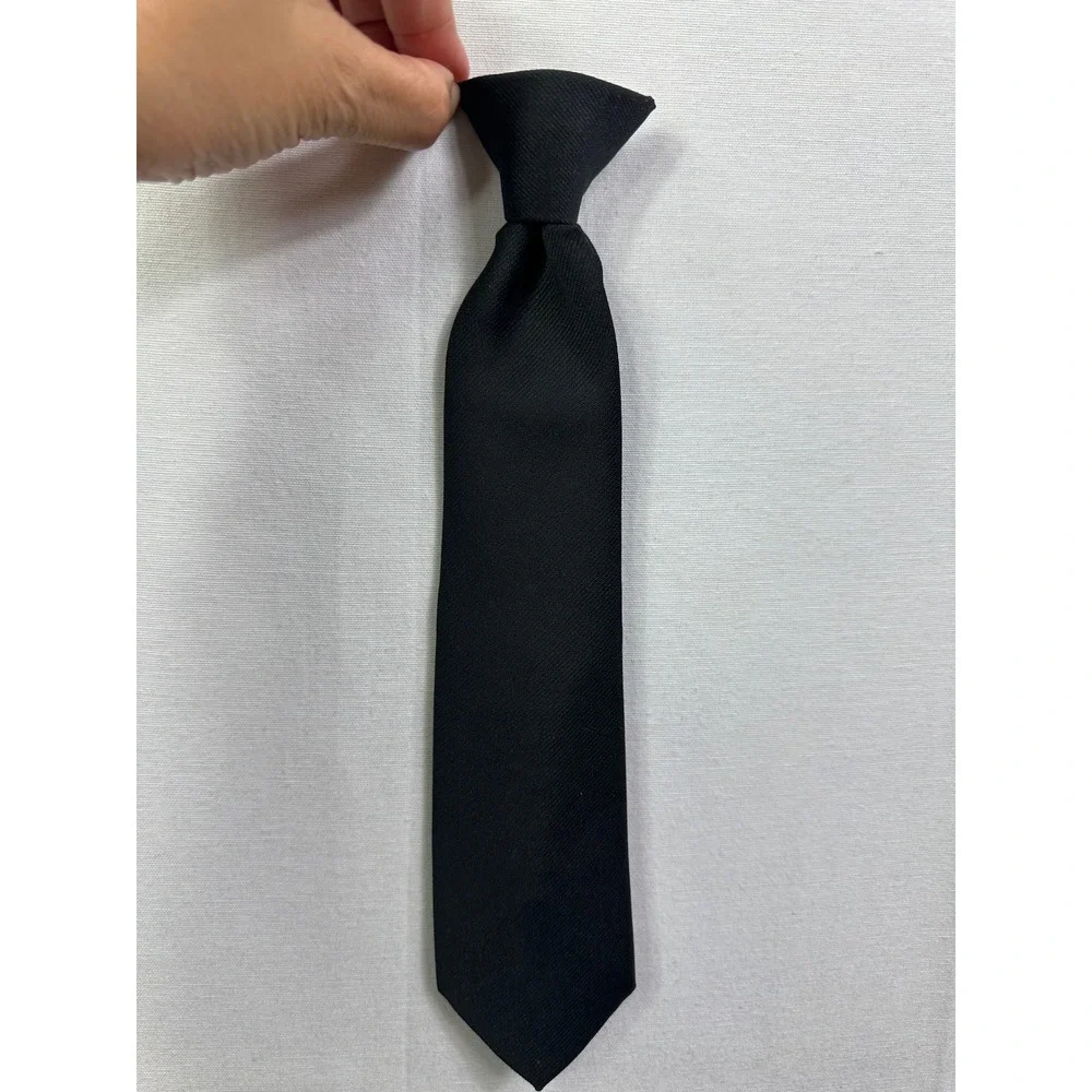 Kids Black Clip On Zipper‎ Tie Boys Girls Formal School Uniform Neckwear